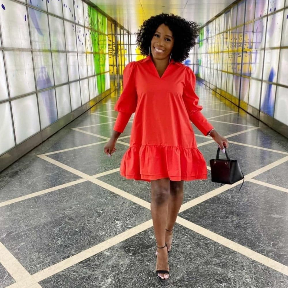 Chic red poplin dress