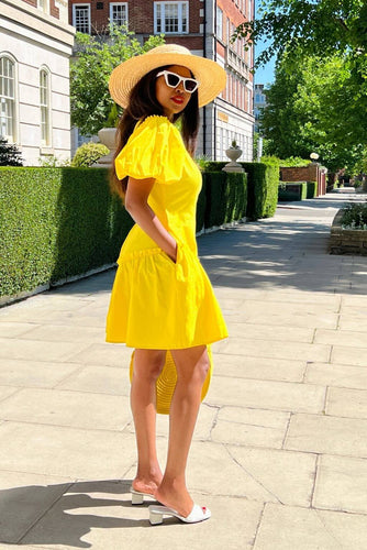 Turn into a spotlight with this bright yellow summer cotton dress. You won&#39;t go unnoticed and will receive nothing, but compliments.