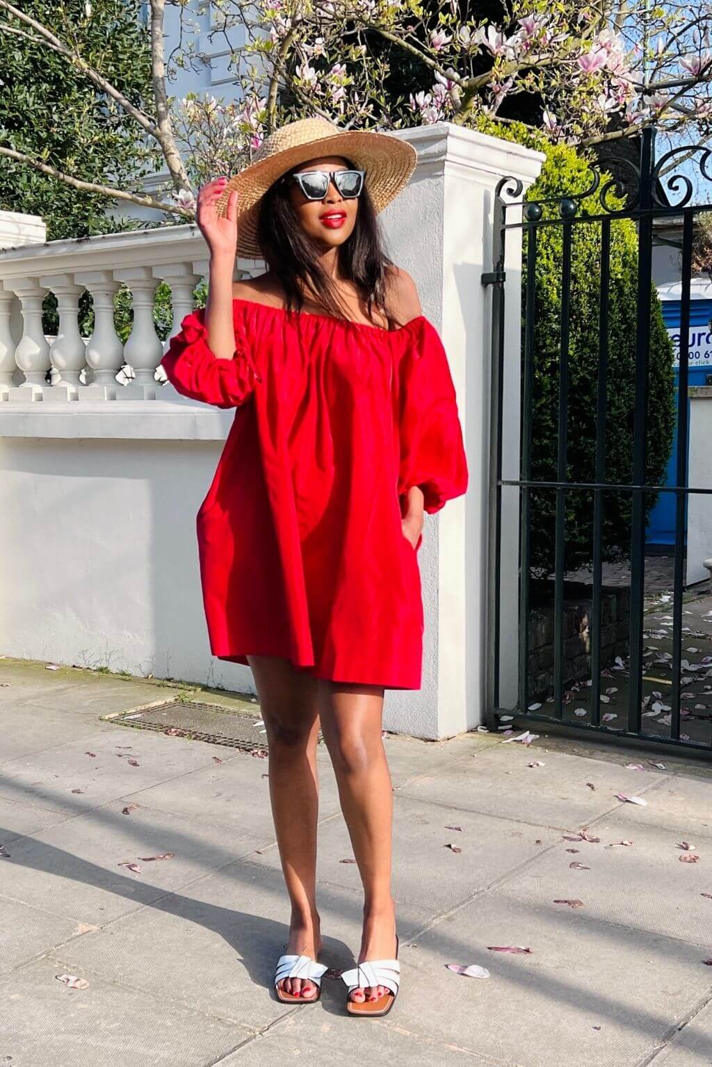 This Fashion Statement makes a style statement. It's designed with off shoulder and side pockets